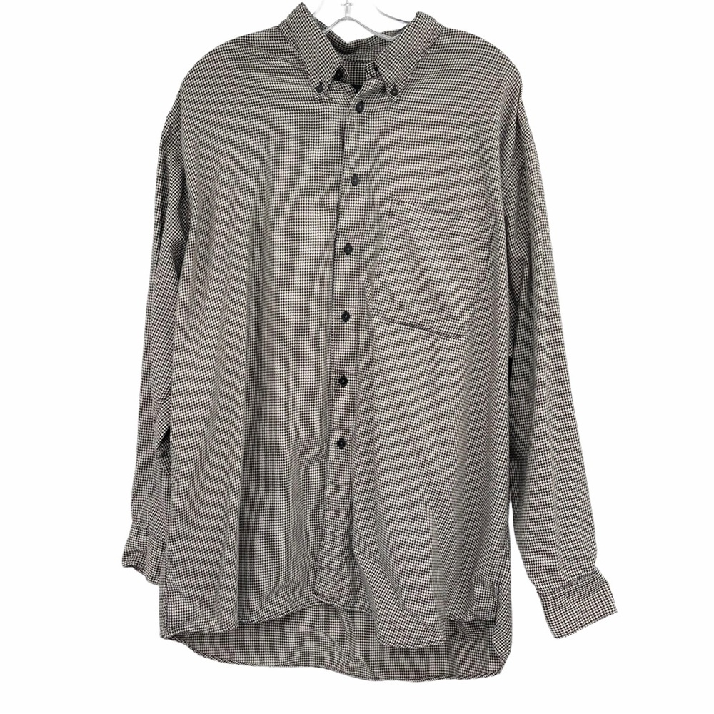 Izod Houndstooth Print Button Down Shirt Size XL